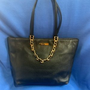 MICHAEL KORS HARPER EW TOTE BLACK LEATHER
